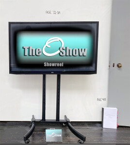 Age 32 - 39: LCD TV showing 'The O Show' showreel Age 40: PhD Thesis